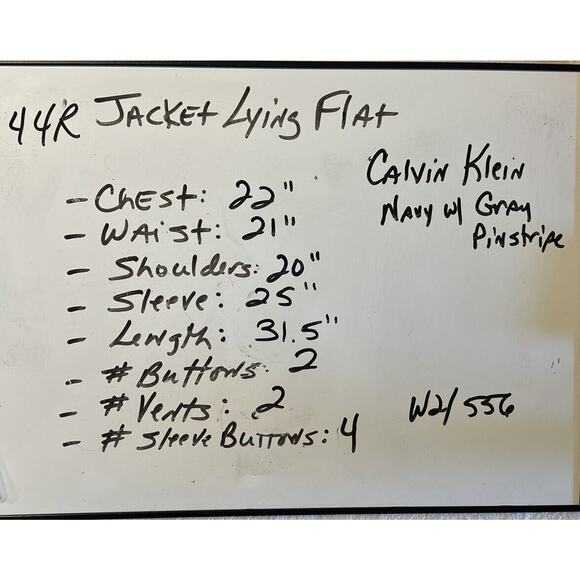 Calvin Klein 44R Mens Navy Blue Pinstripe 3 Button Blazer Sport Coat Jacket - Picture 8 of 12